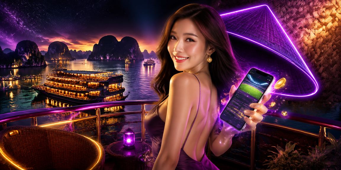 Người dùng trải nghiệm VIP trên điện thoại tại vịnh Hạ Long với phong cảnh đẹp